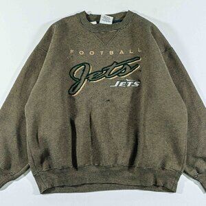Vintage 90s NY Jets Lee Sport Sweatshirt Large L Script Logo NFL Football Tee